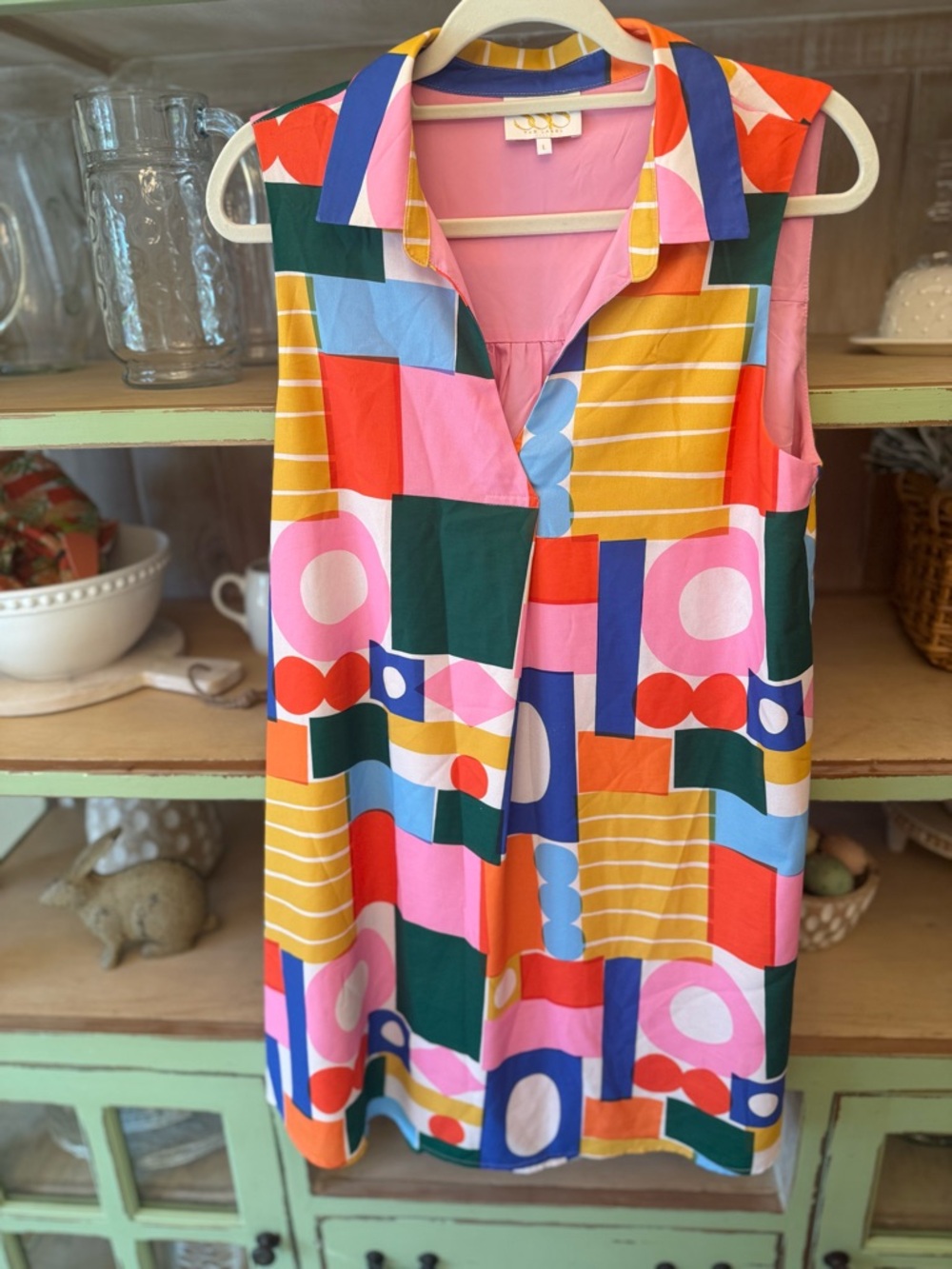 SSYS The Label Abstract Geometric Sleeveless Tunic Dress Large